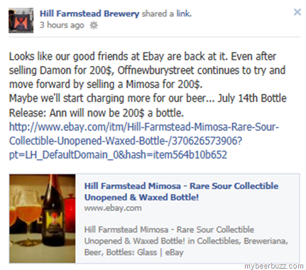 Hill Farmstead Takes a Jab @ $200 Mimosa Bottle On eBay