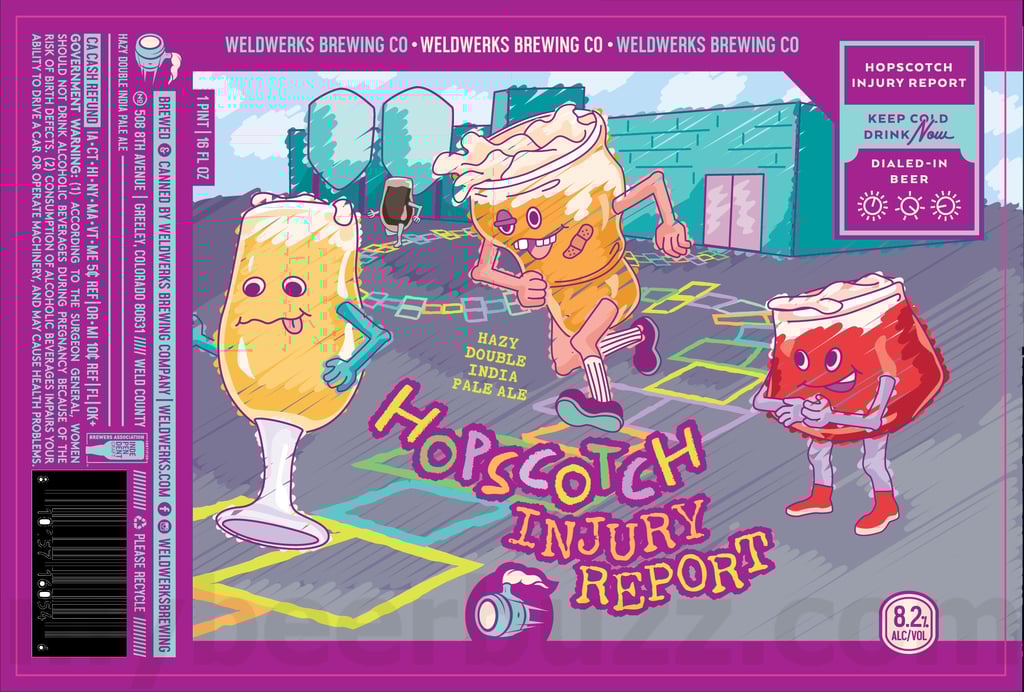 2025 WeldWerks Hopscotch Injury Report 16oz Cans.