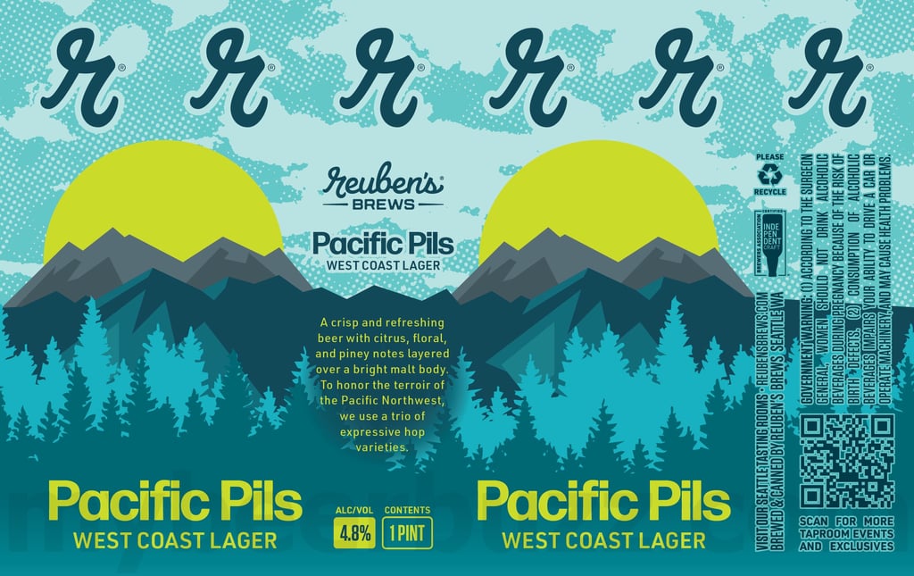 2025 Reuben's Brews Pacific Pils 16oz Cans.