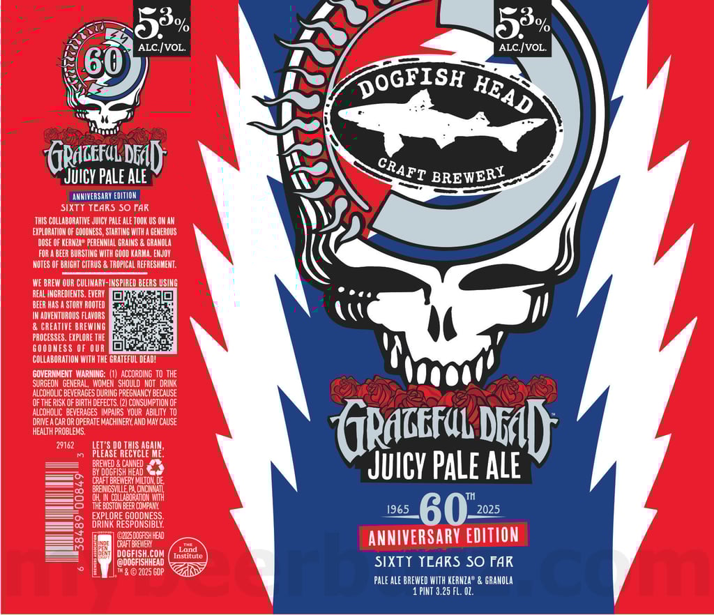 Dogfish Head Adding Grateful Dead Juicy Pale Ale 60th Anniversary Edition / Citrus Daydream Lager