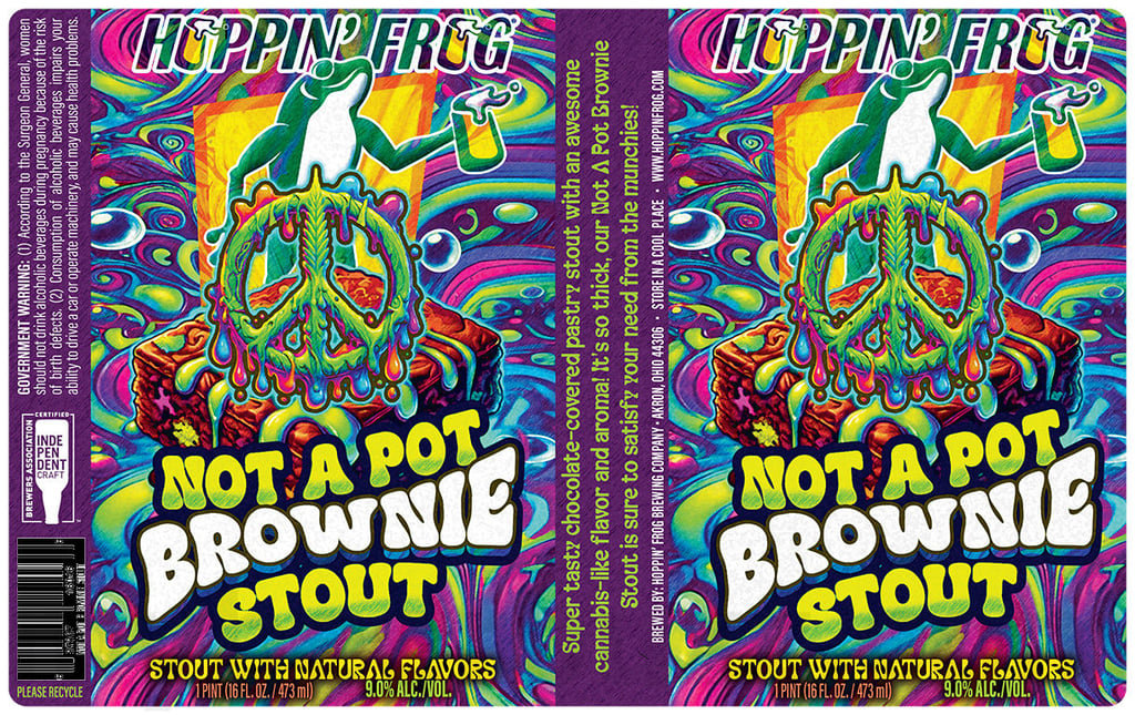 Hoppin’ Frog Adding Not A Pot Brownie Stout, Frog’s Sour Smooch No. 4 & Terrific Tripel