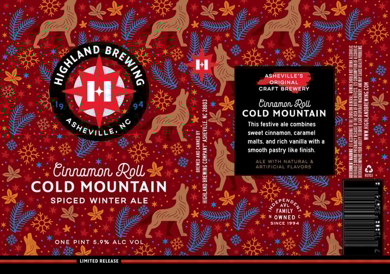 2025 Highland Brewing Cinnamon Roll Cold Mountain 16oz Cans.
