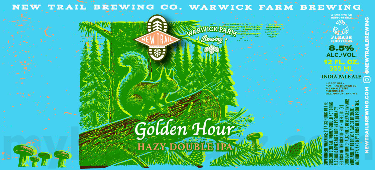 2025 New Trail Brewing Golden Hour 12oz Cans.