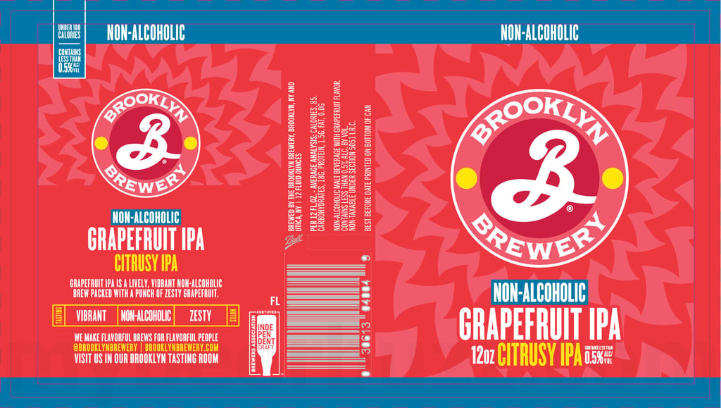 2026 Brooklyn Brewery Non-Alcoholic Grapefruit IPA 12-oz Cans