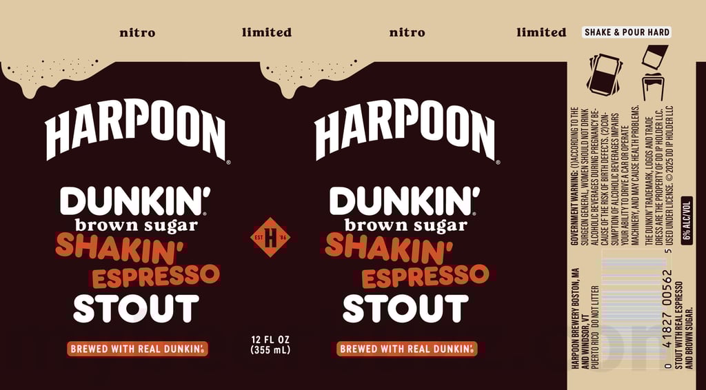 Harpoon & Dunkin’ Collaborate On Brown Sugar Shakin’ Espresso Stout Cans