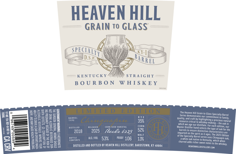 Heaven Hill Grain To Glass Specialty Series Bottles.