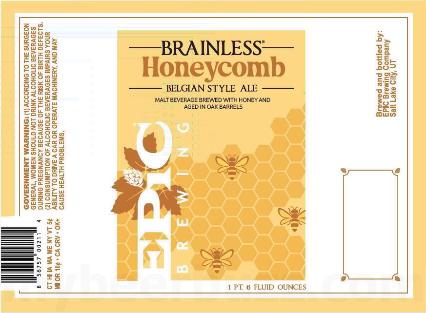 2025 Epic Brewing Brainless Honeycomb 22-oz Bottles