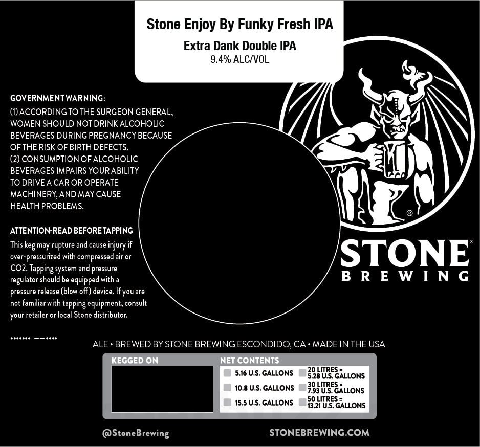 2026 Stone Brewing Enjoy By Funky Fresh IPA Keg Labels