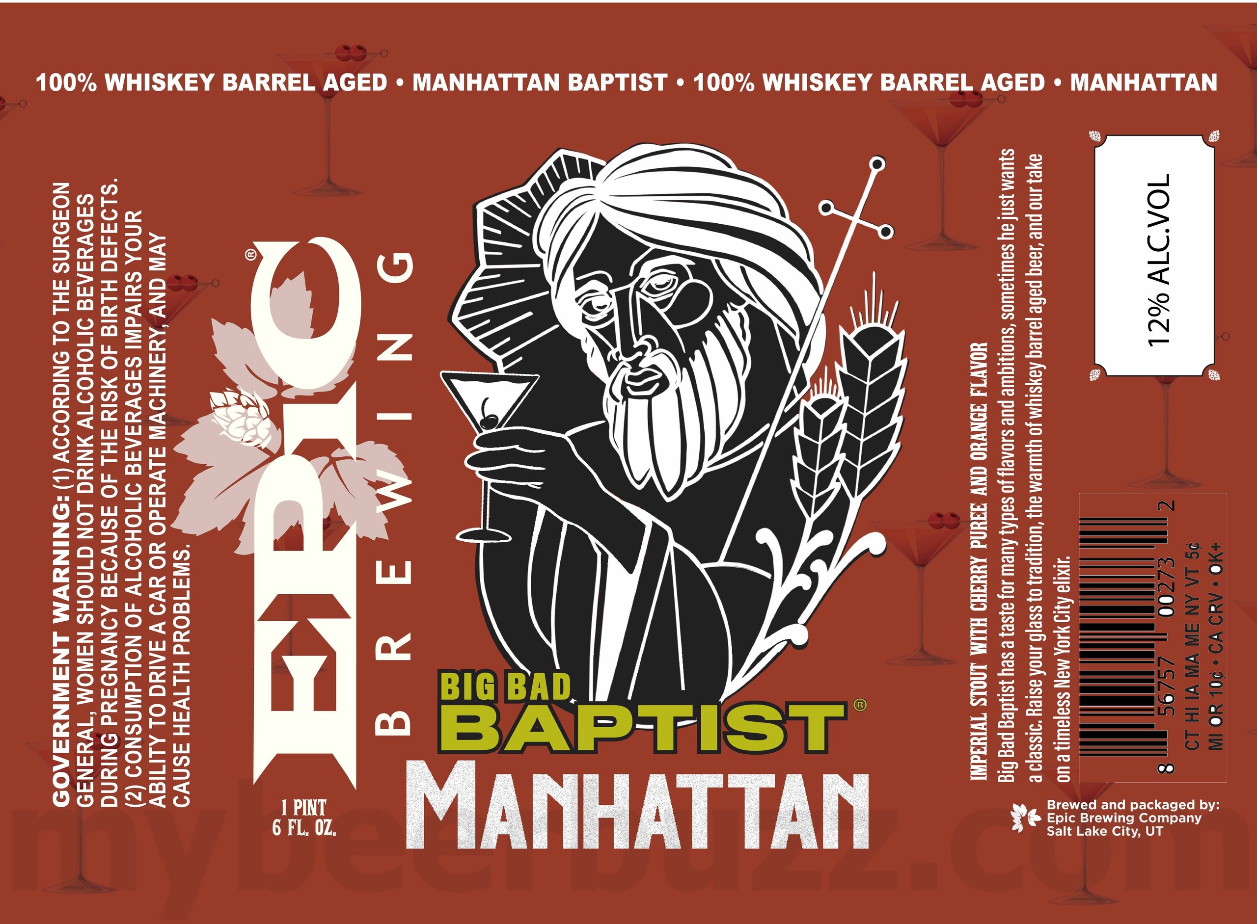 2025 Epic Brewing Big Bad Baptist Manhattan 22oz Bottles