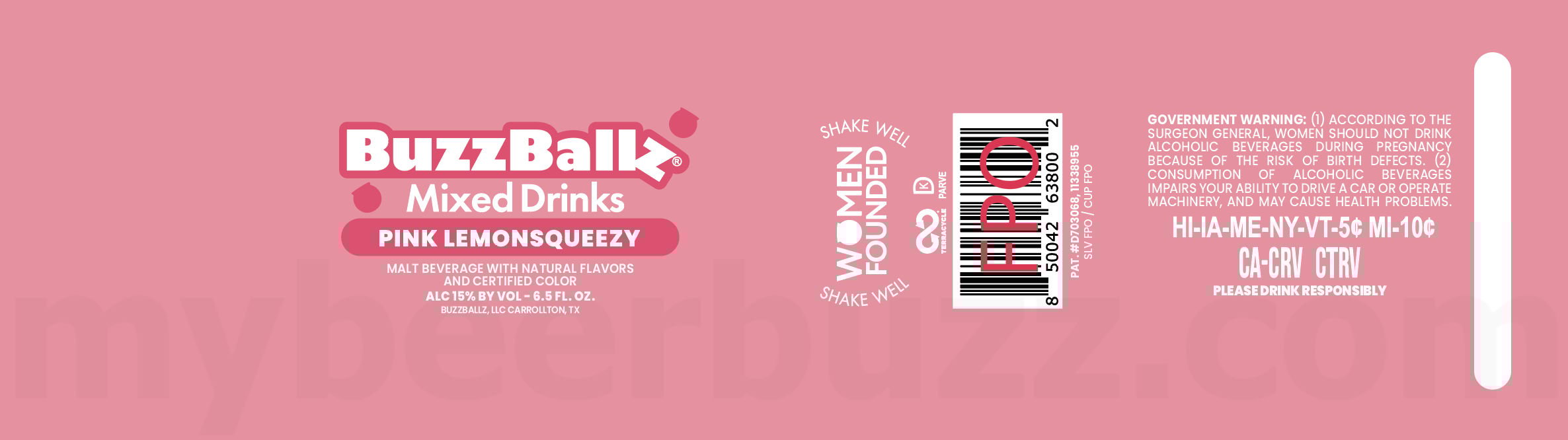 2025 BuzzBallz Pink Lemonsqueezy 6.5oz Ball