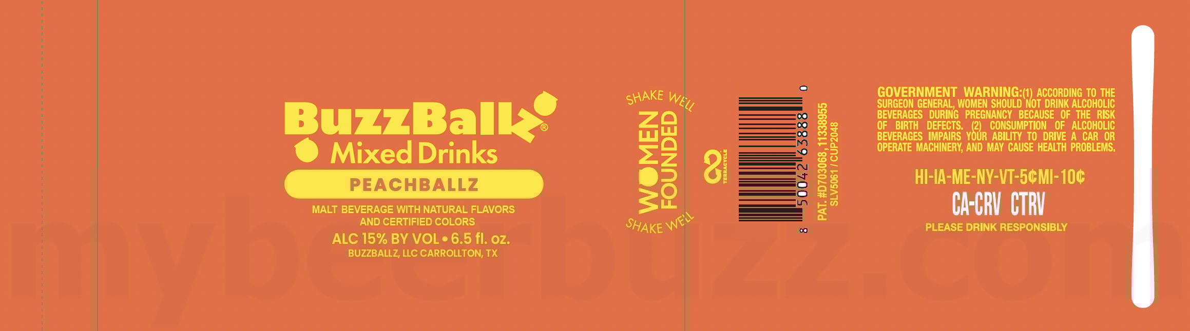 2025 Buzzballz Peachballz 6.5-oz Balls