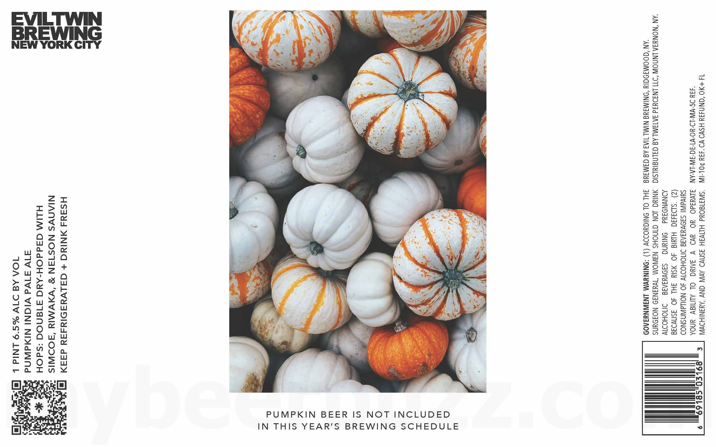 2025 Evil Twin Pumpkin Beer Is Not Included In This Year's Brewing Schedule 16-oz Cans