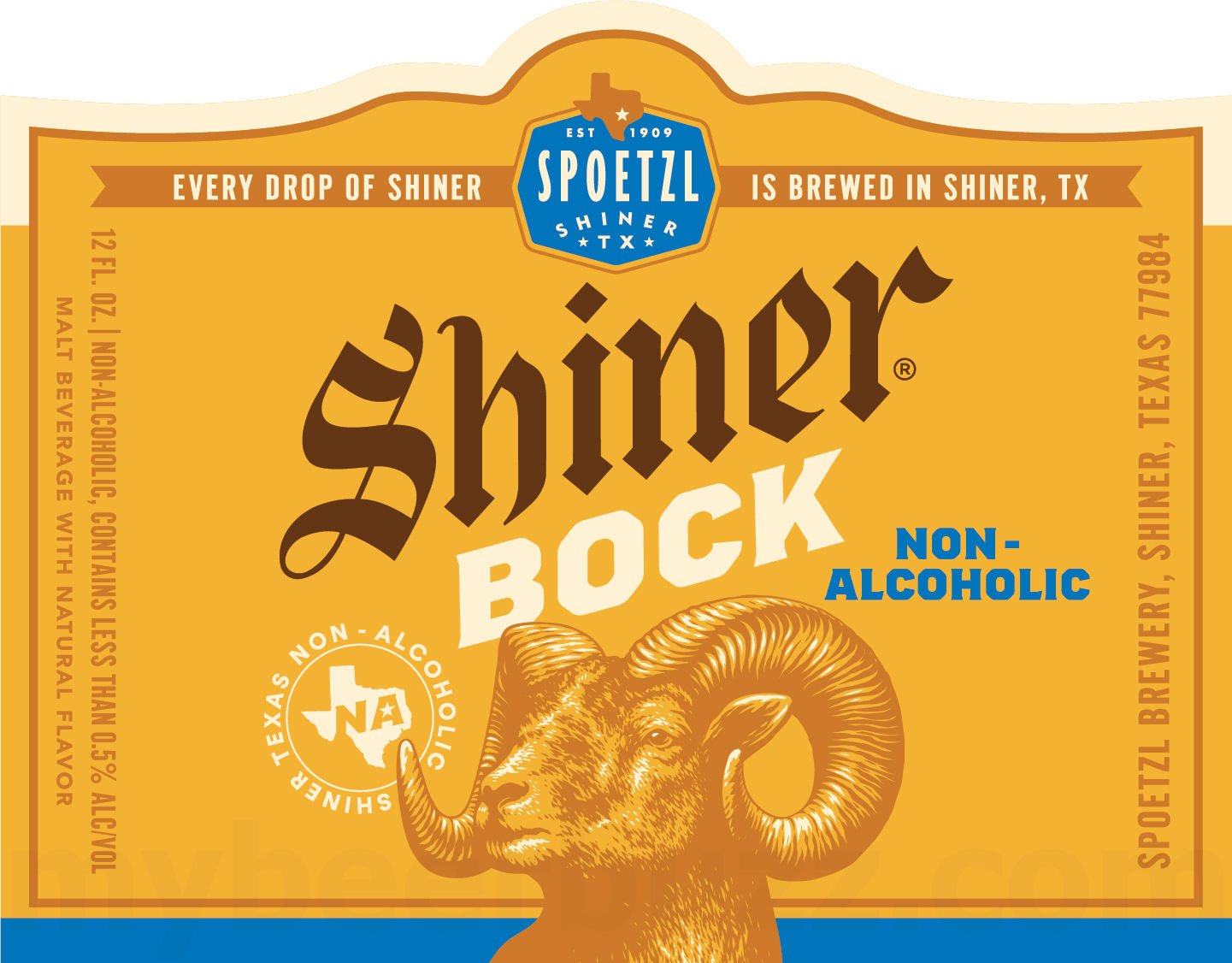 Shiner Non-Alcoholic Bock 12-oz Bottles