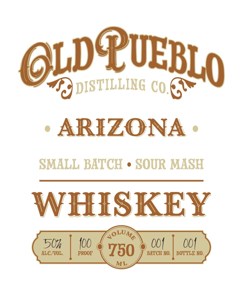 Old Pueblo Whiskey 750ml Bottles.