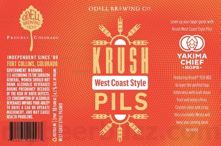 2025 Odell Krush Pils 16oz Cans