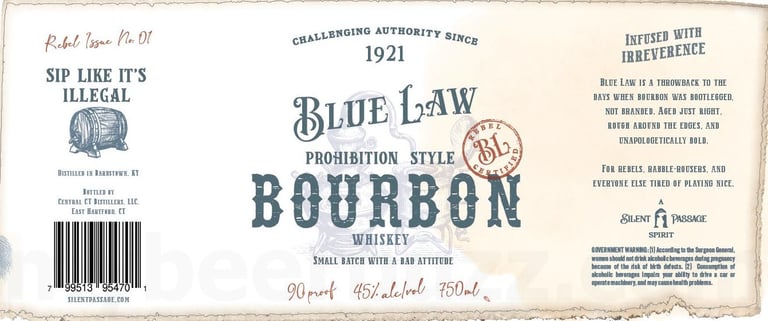 Blue Law Prohibition Style Bourbon 750-ml Bottles
