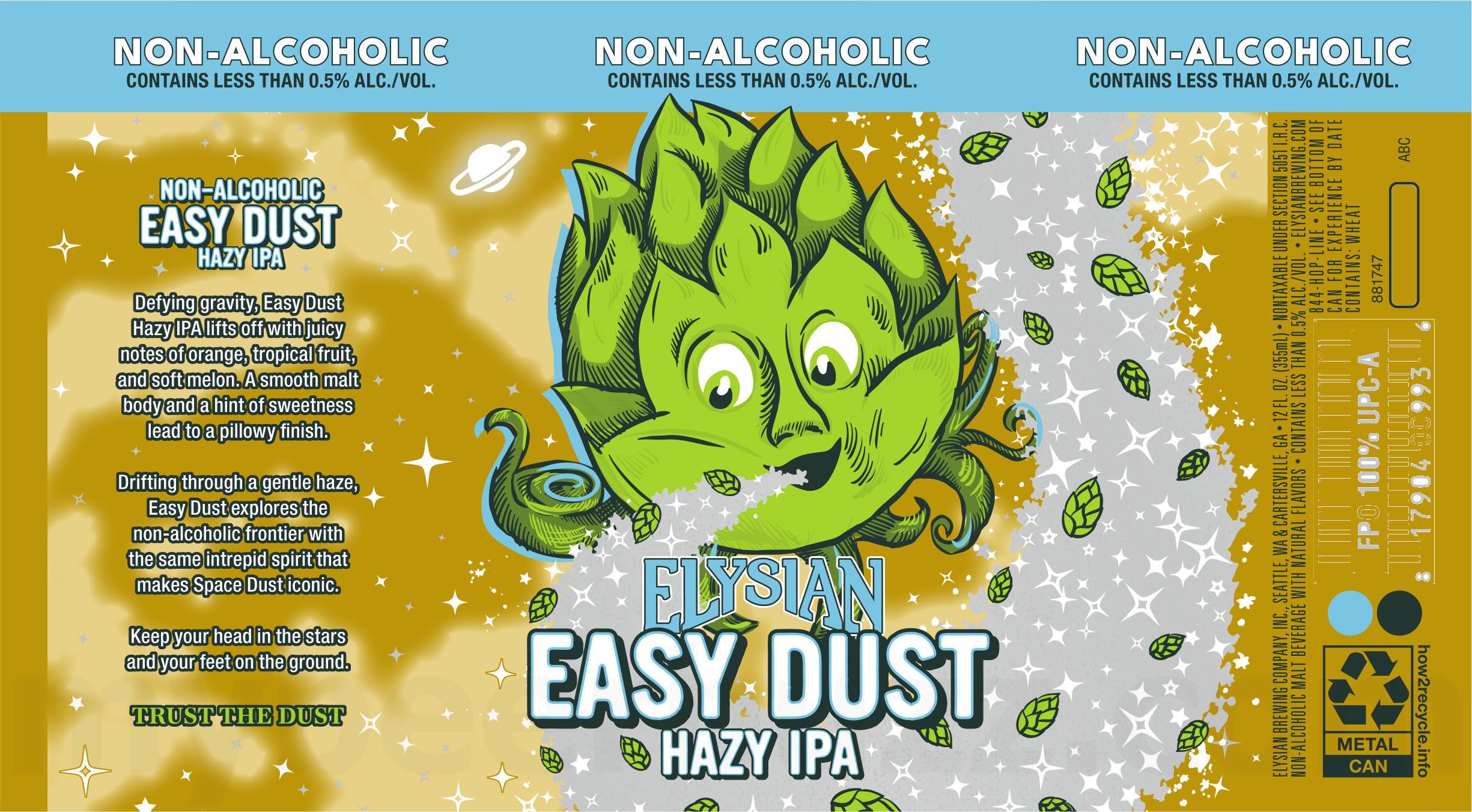 2025 Elysian Brewing Easy Dust Non-Alcoholic Hazy IPA 12-oz Cans
