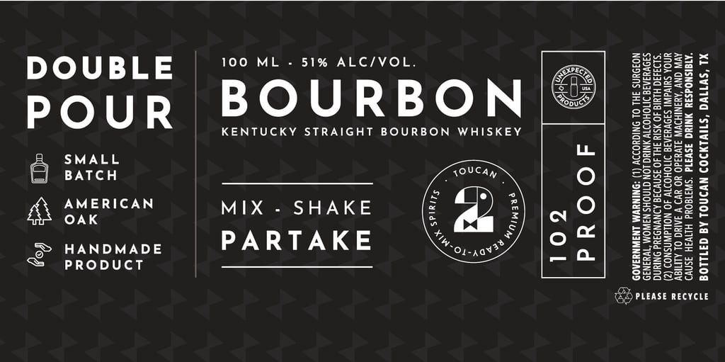 Toucan Cocktails Double Pour Small Batch American Oak Kentucky Straight Bourbon Whiskey Cans