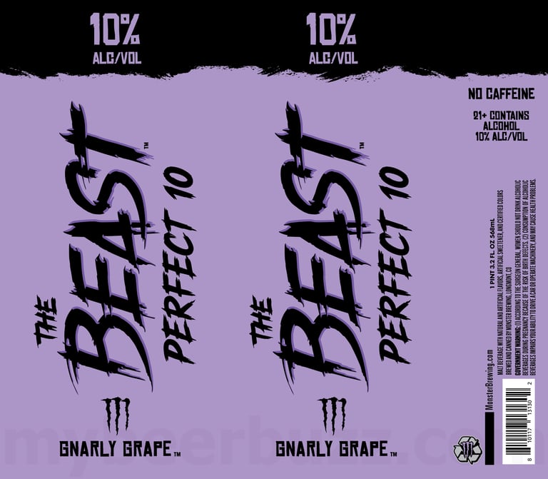 2026 Monster brewing The Beast Perfect 10 Gnarly Grape 19.2-oz Cans
