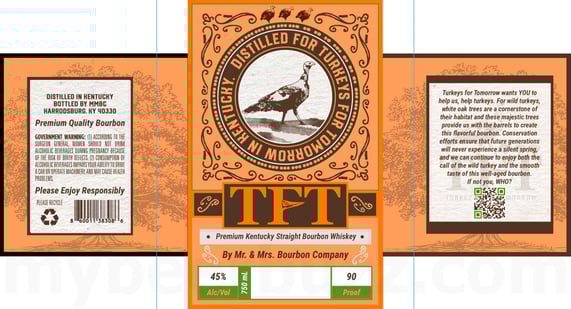 2025 Mr. & Mrs. Bourbon Company TFT Distilled For Turkeys For Tomorrow In Kentucky Straight Bourbon Whiskey 750ml Bottles