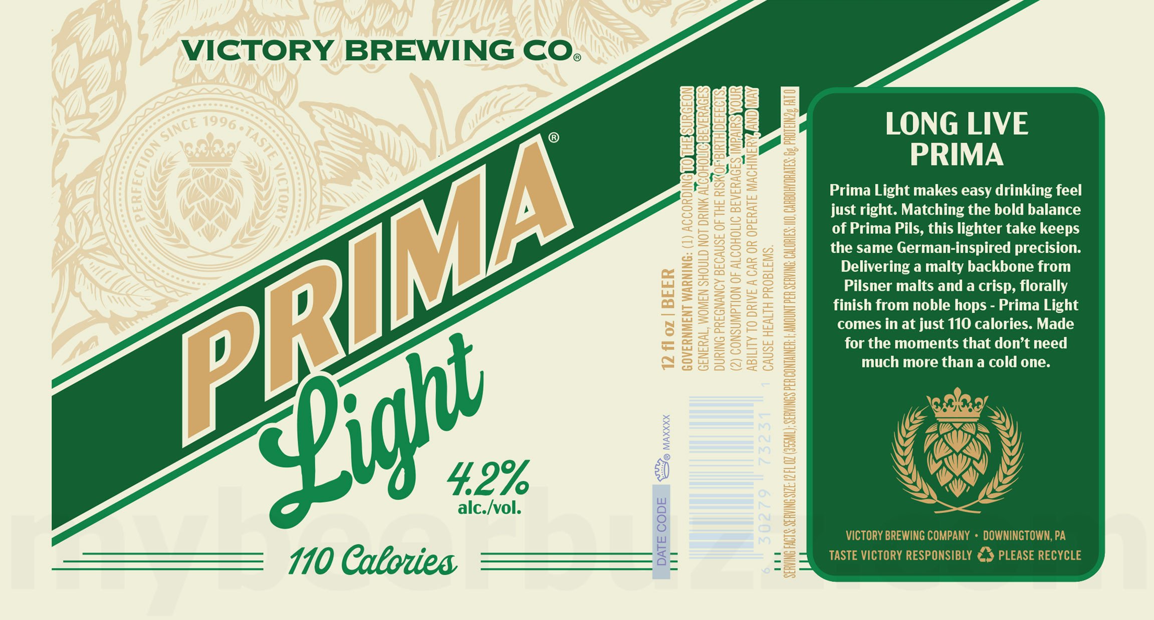 2025 Victory Brewing Prima Light 12-oz Cans