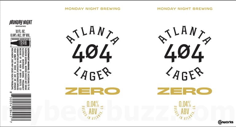 2025 Monday Night Brewing Atlanta 404 lager Zero 12-oz Cans