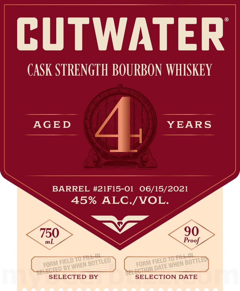 2025 Cutwater Spirits Cash Strength 4 Year Bourbon Whiskey 750ml Bottle