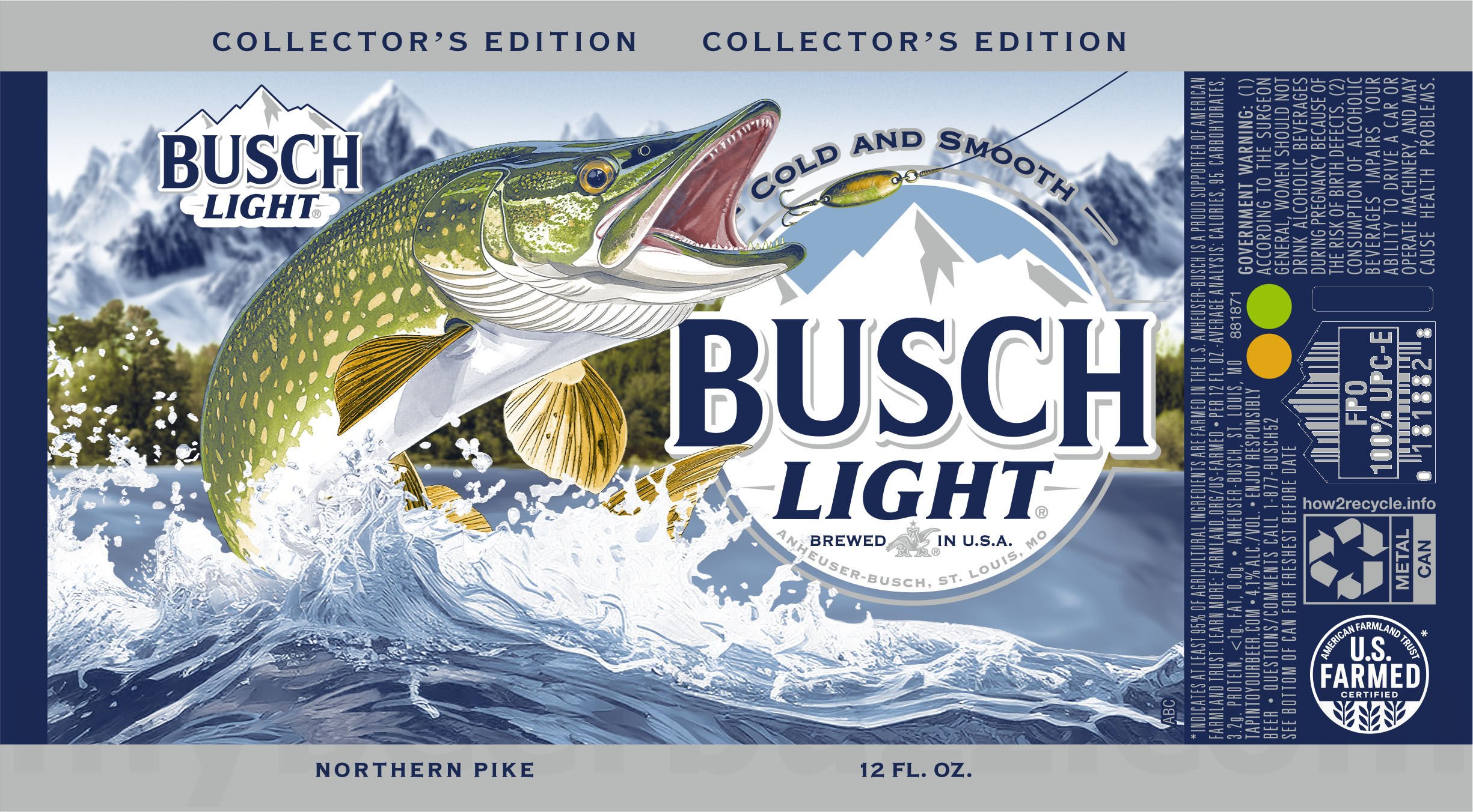 2025 Busch Light Collector's Edition Fishing Cans Northern Pike 12-oz Can