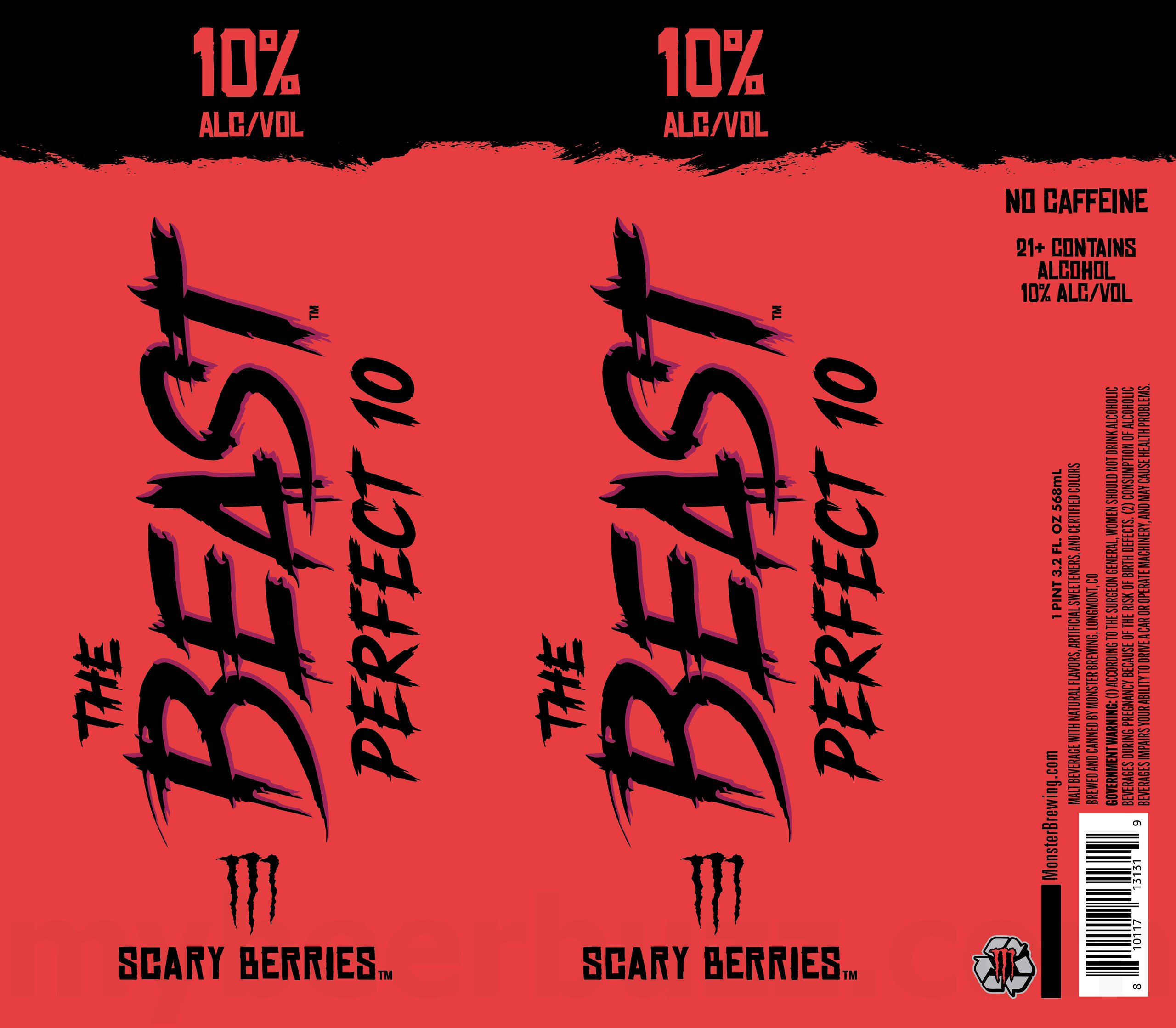 2025 Monster Brewing The Beast Perfect 10 Scary Berries 19.2-oz Cans