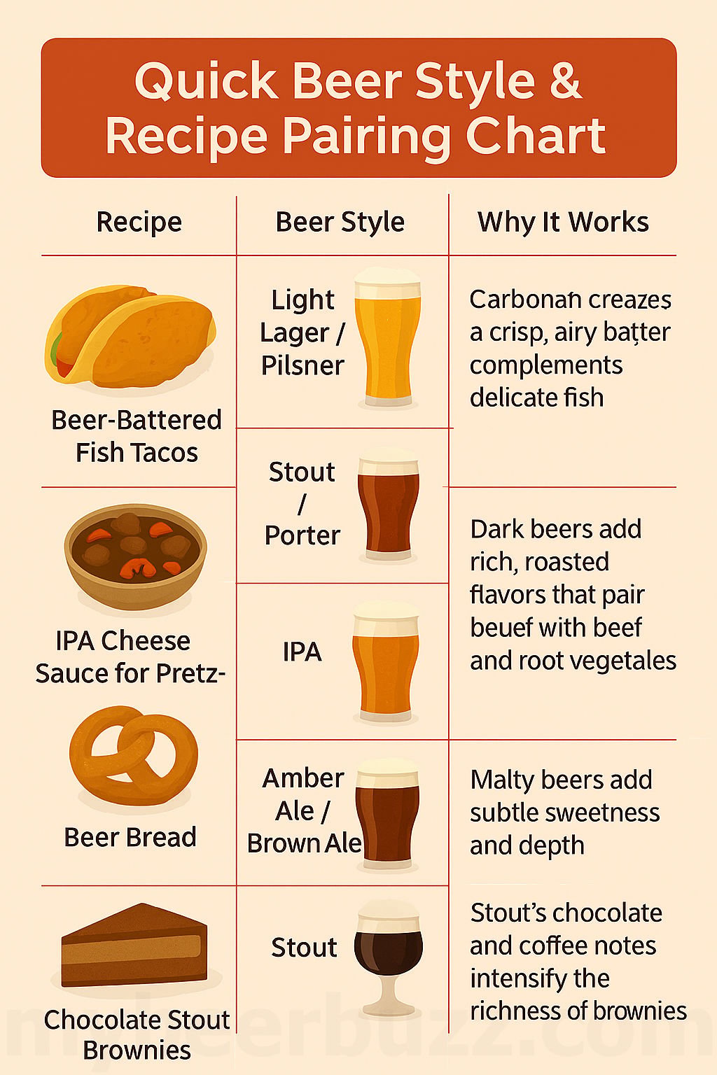 Quick Beer Style & Recipe Pairing Chart