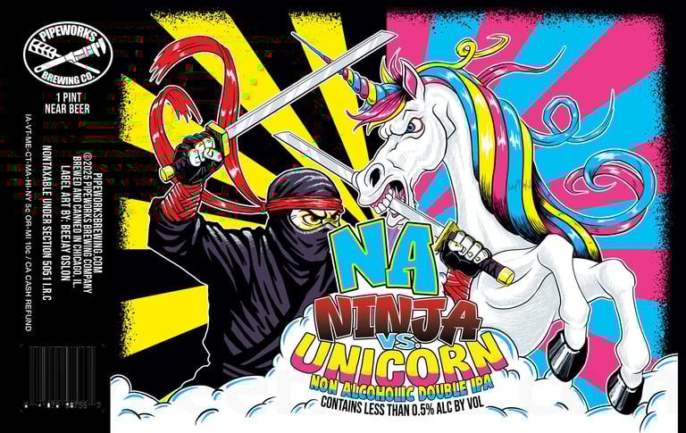 2025 Pipeworks Brewing NA Ninja vs Unicorn 16-oz Cans