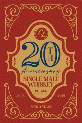 2026 Captain Lawrence 20th Anniversary Single Malt Whiskey 750ml Bottles
