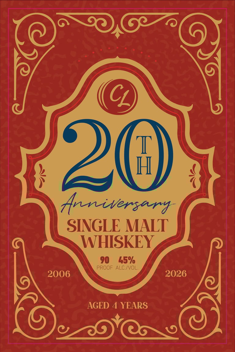 2026 Captain Lawrence 20th Anniversary Single Malt Whiskey 750ml Bottles