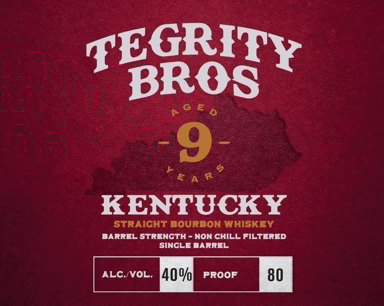 Tegrity Bros 9 Year Kentucky Straight Bourbon Whiskey 750ml Bottles