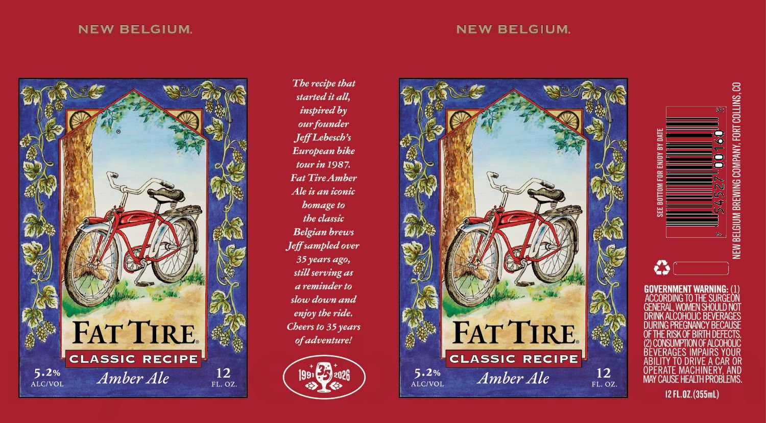 2026 New Belgium Fat Tire Classic Recipe 12-oz Cans