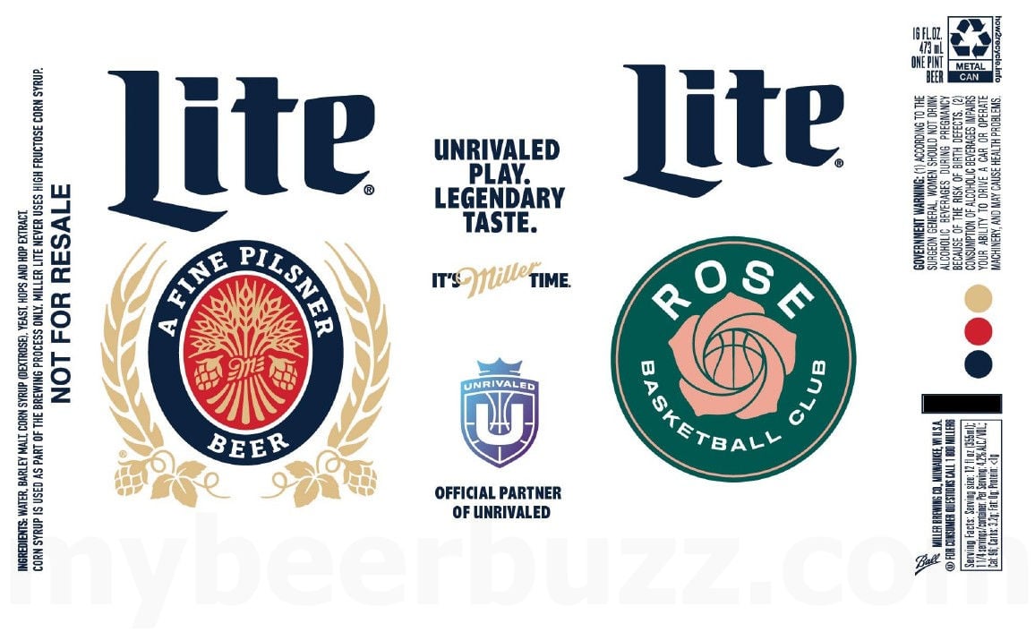 2025 Miller Lite Unrivaled Basketball League 16-oz Cans