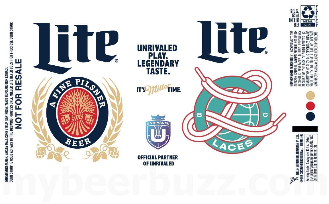 2025 Miller Lite Unrivaled Basketball League 16-oz Cans