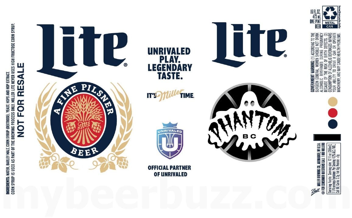 2025 Miller Lite Unrivaled Basketball League 16-oz Cans