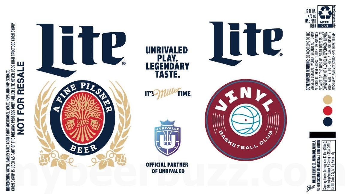 2025 Miller Lite Unrivaled Basketball League 16-oz Cans