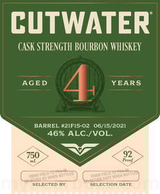 2025 Cutwater Spirits 4 Year Cask Strength Bourbon Whiskey 750ml Bottles