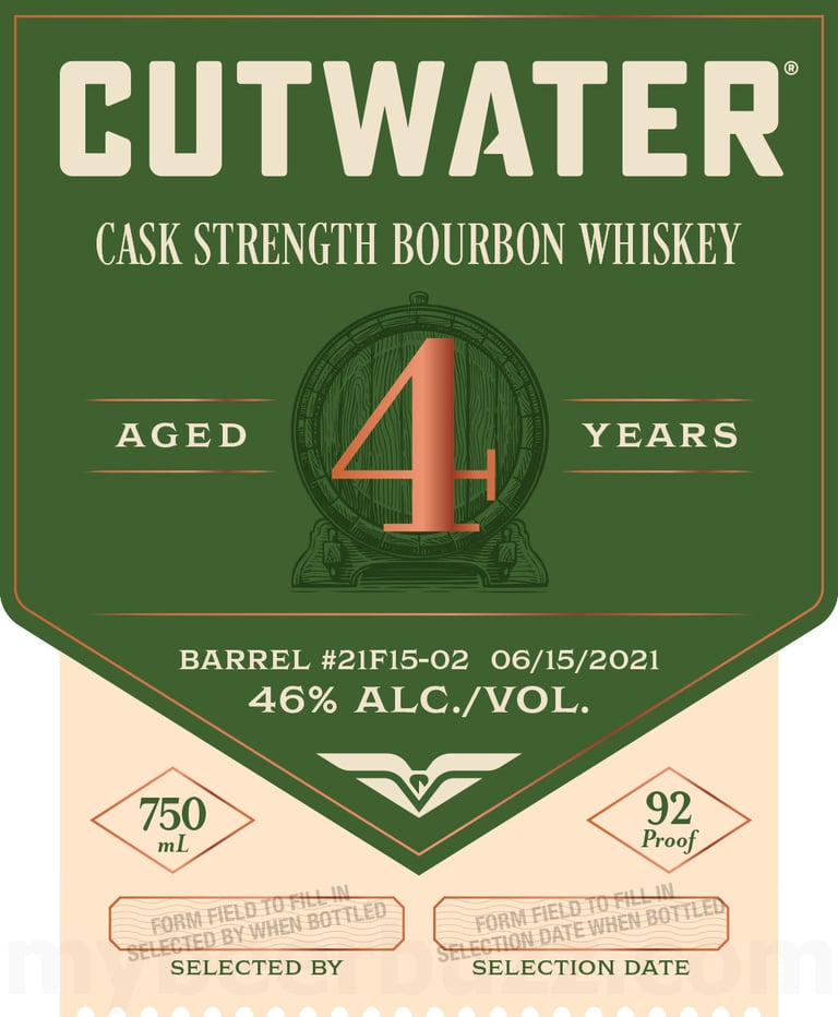 2025 Cutwater Spirits 4 Year Cask Strength Bourbon Whiskey 750ml Bottles