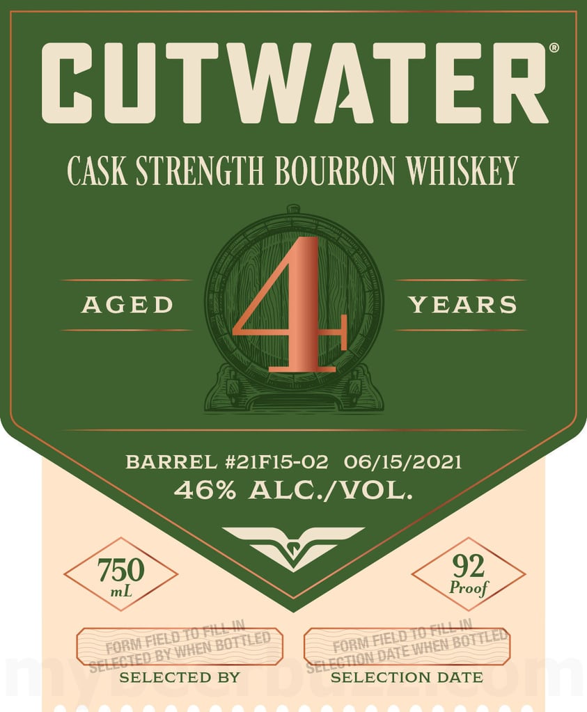 Cutwater Spirits 4 Year Cask Strength Bourbon Whiskey