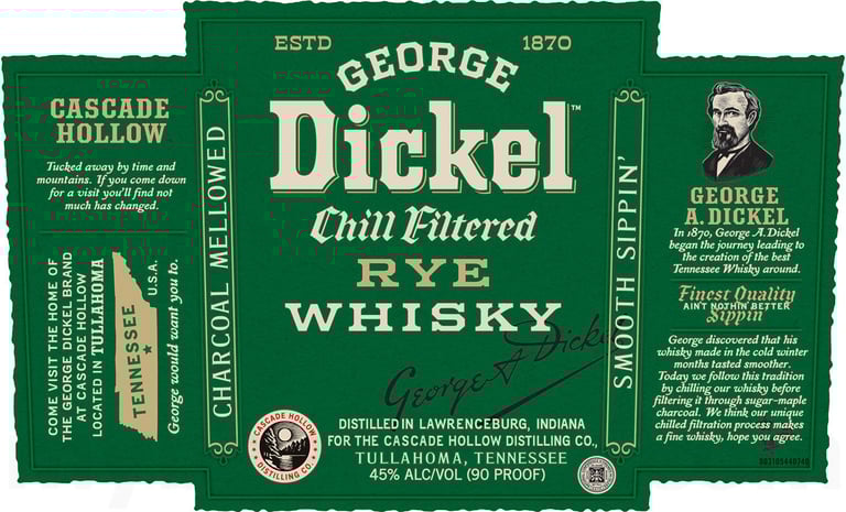 2025 George Dickel Chill Filtered Rye Whiskey 750ml Bottles