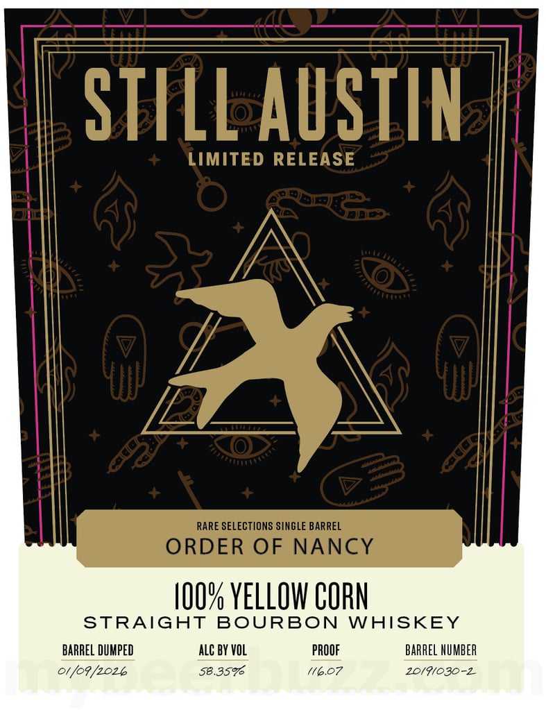Still Austin Limited Release Rare Selections Single Barrel: Order Of Nancy 100% Yellow Corn Straight Bourbon Whiskey
