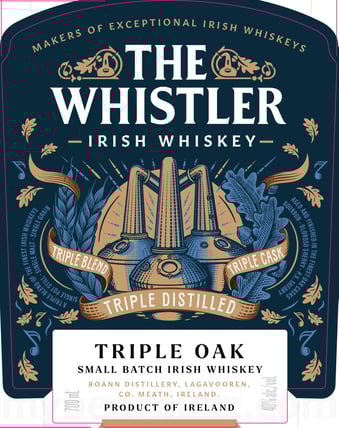2025 The Whistler Triple Oak Small Batch Irish Whiskey 700ml Bottles