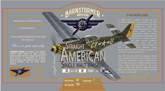 2025 Barnstorm Distillery P51 Mustang Straight American Single Malt Whiskey 750ml Bottles