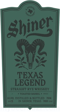 2026 Shiner / Spoetzl Brewery Texas Legend Straight Rye Whiskey 750ml Bottles