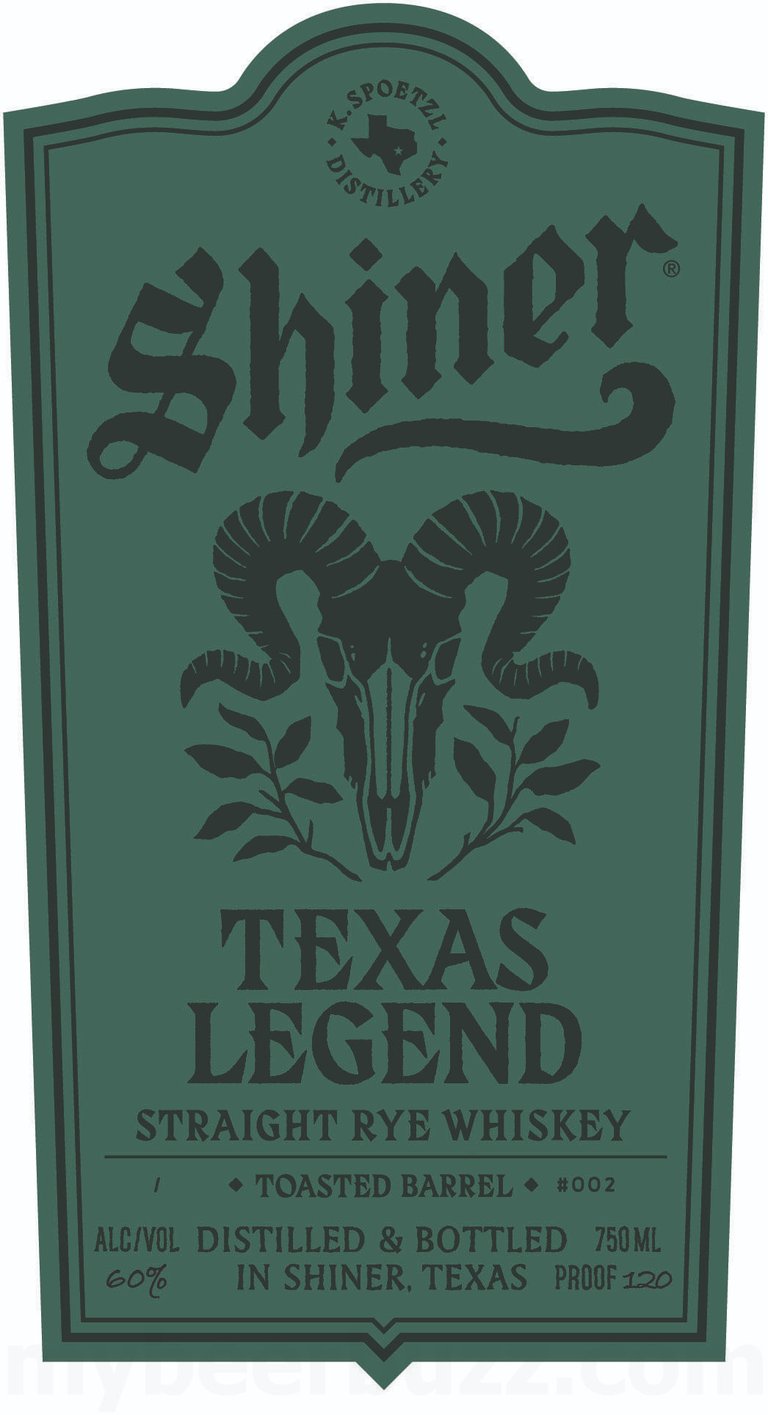 2026 Shiner / Spoetzl Brewery Texas Legend Straight Rye Whiskey 750ml Bottles