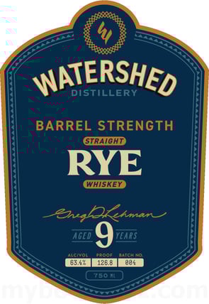 2026 Watershed Distillery Barrel Strength 9 Year Straight Rye Whiskey 750ml Bottles