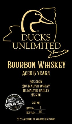 Smokin' Tails Distillery Ducks Unlimited Bourbon Whiskey 750ml Bottles